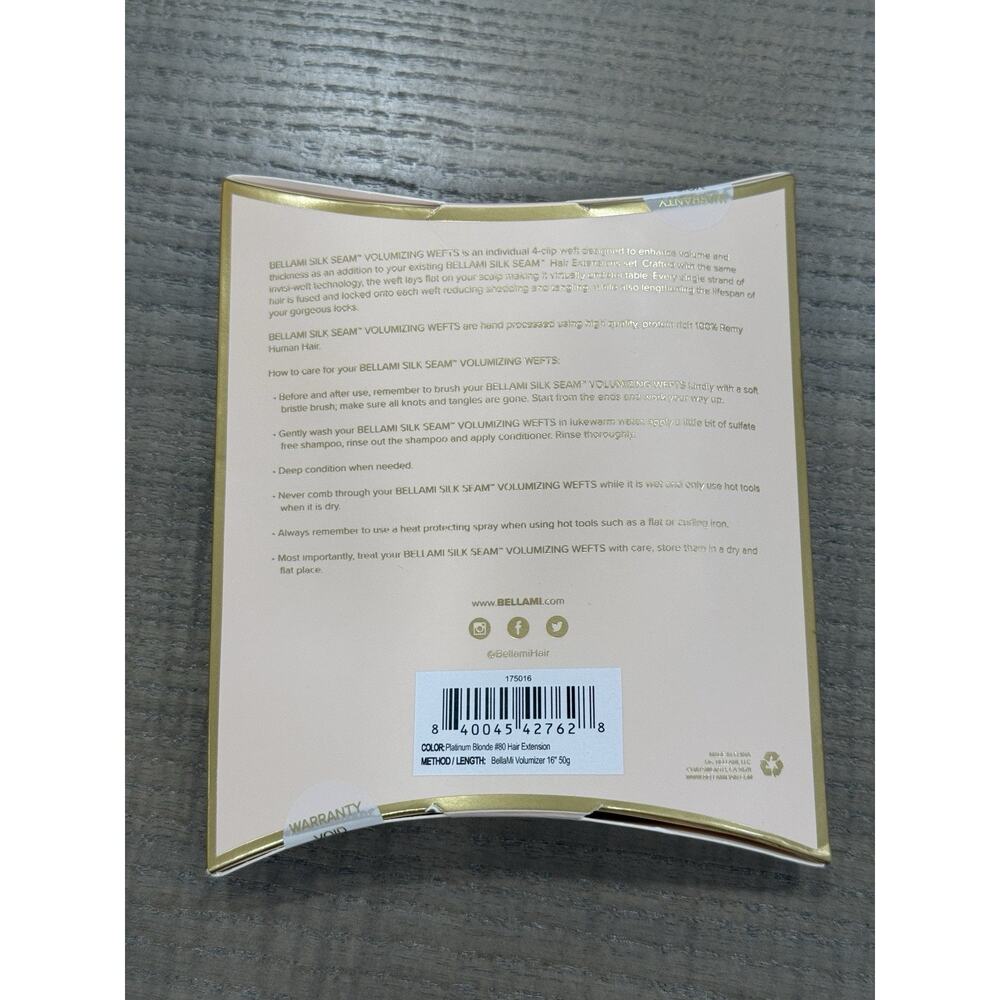 BELLAMI Silk Seam Volumizer Weft 16" Individual 4-Clip Weft 50g Platinum Blonde - Picture 3 of 8